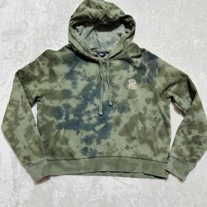 Vans Tie Dye Hoodie Crop Sweatshirt Green Black Womens Medium Y2k